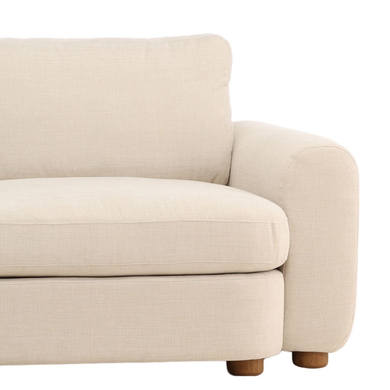 Topanga Oat and Light Brown Two-Tone Basketweave Fabric and Rubber Wood Sectional 120 in Wide