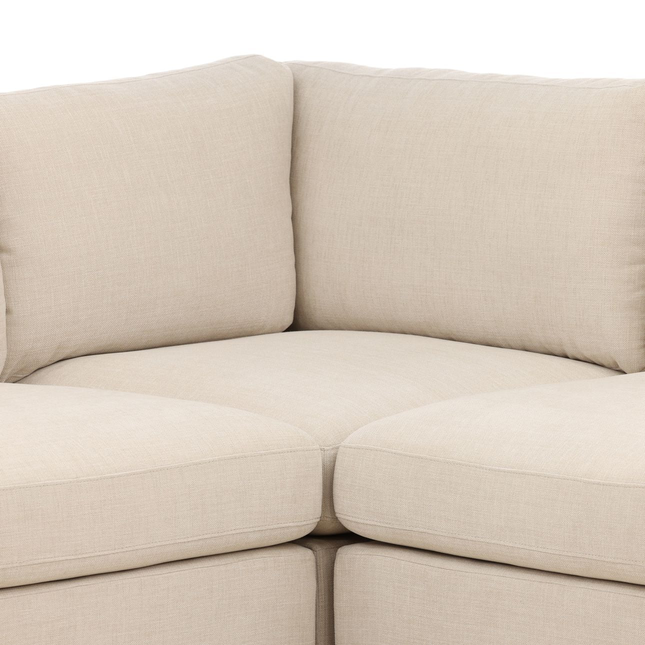 Topanga Oat and Light Brown Two-Tone Basketweave Fabric and Rubber Wood Sectional 120 in Wide