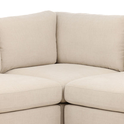 Topanga Oat and Light Brown Two-Tone Basketweave Fabric and Rubber Wood Sectional 120 in Wide