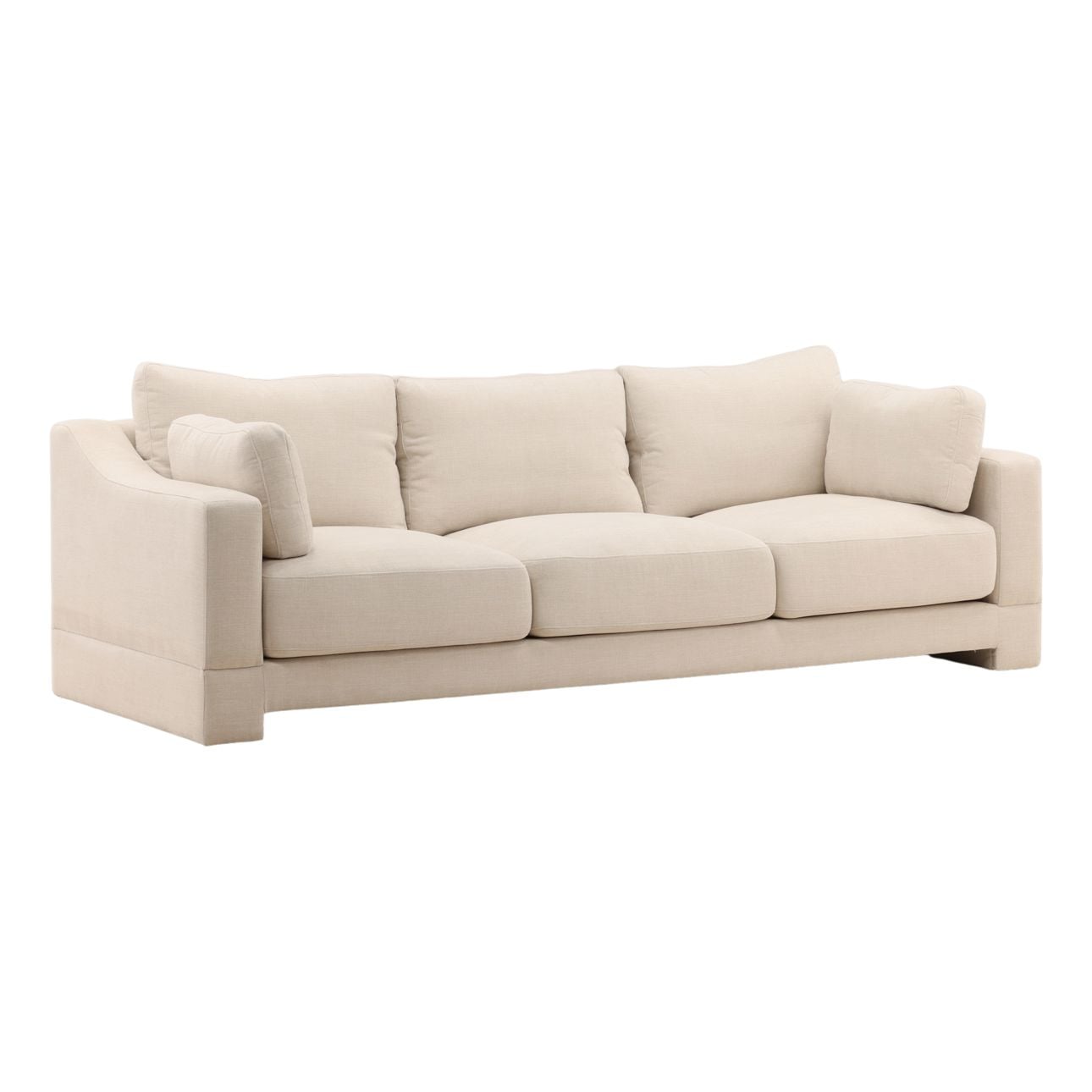 Topanga Oat Two-Tone Basketweave Fabric Sofa 102.5 in Wide
