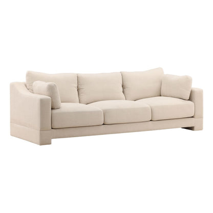 Topanga Oat Two-Tone Basketweave Fabric Sofa 102.5 in Wide