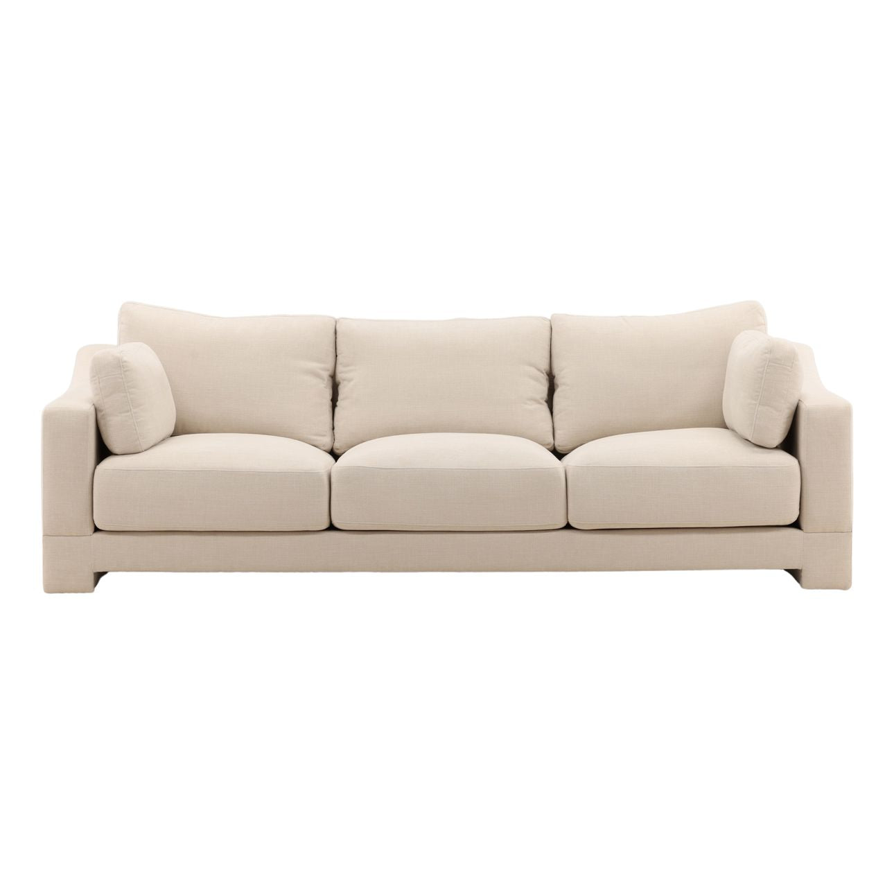Topanga Oat Two-Tone Basketweave Fabric Sofa 102.5 in Wide