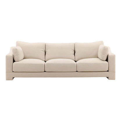 Topanga Oat Two-Tone Basketweave Fabric Sofa 102.5 in Wide