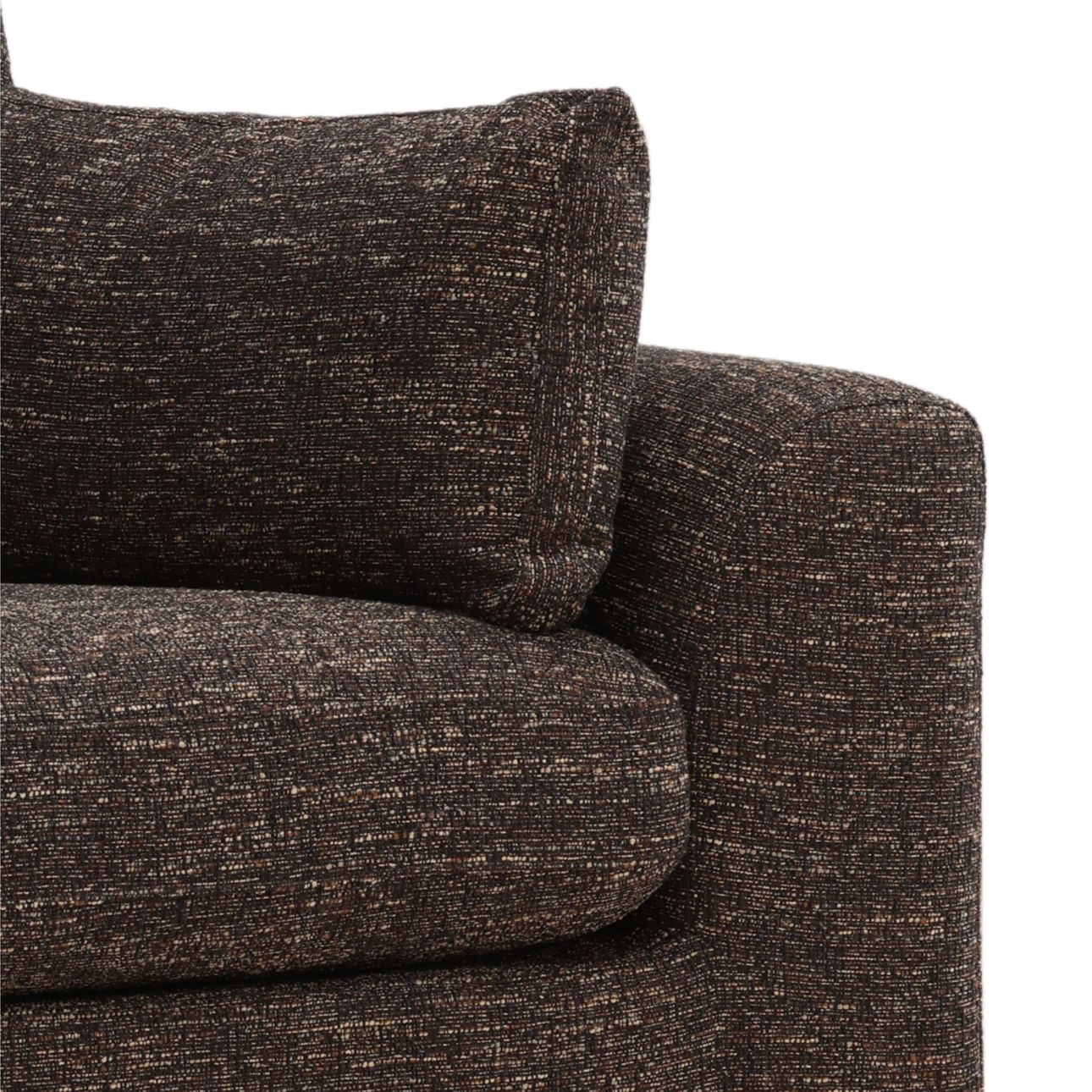 Field Brown Tweed Fabric and Elm Wood Sofa 98.5 in Wide