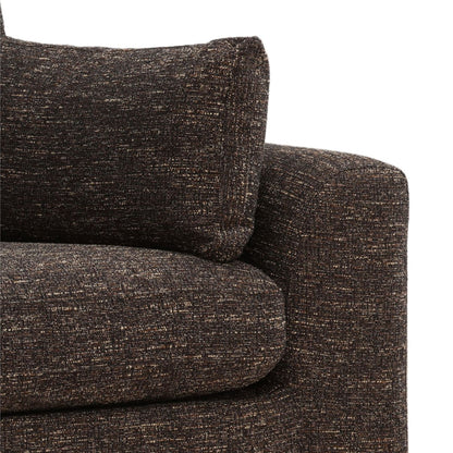 Field Brown Tweed Fabric and Elm Wood Sofa 98.5 in Wide