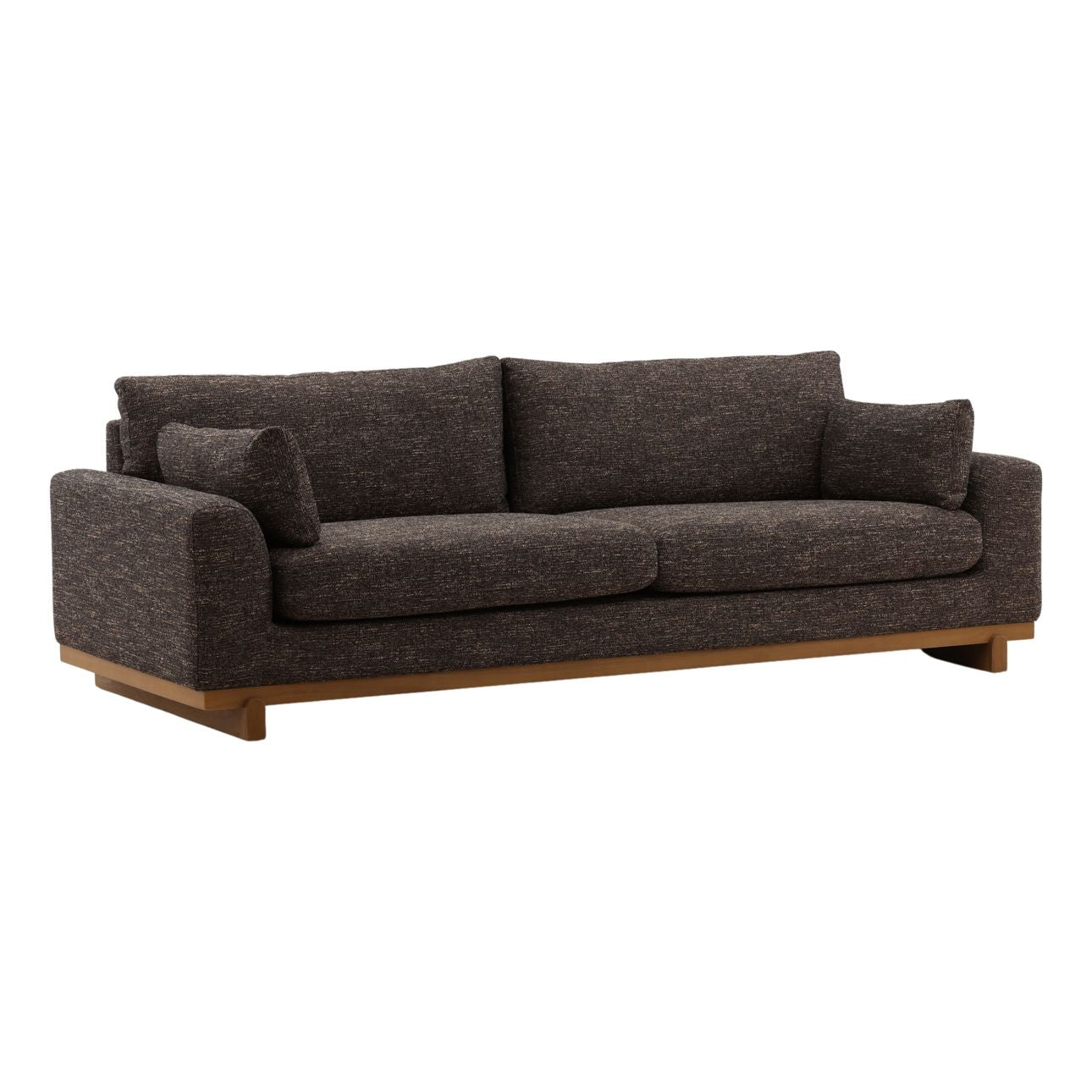 Field Brown Tweed Fabric and Elm Wood Sofa 98.5 in Wide