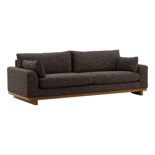 Field Brown Tweed Fabric and Elm Wood Sofa 98.5 in Wide