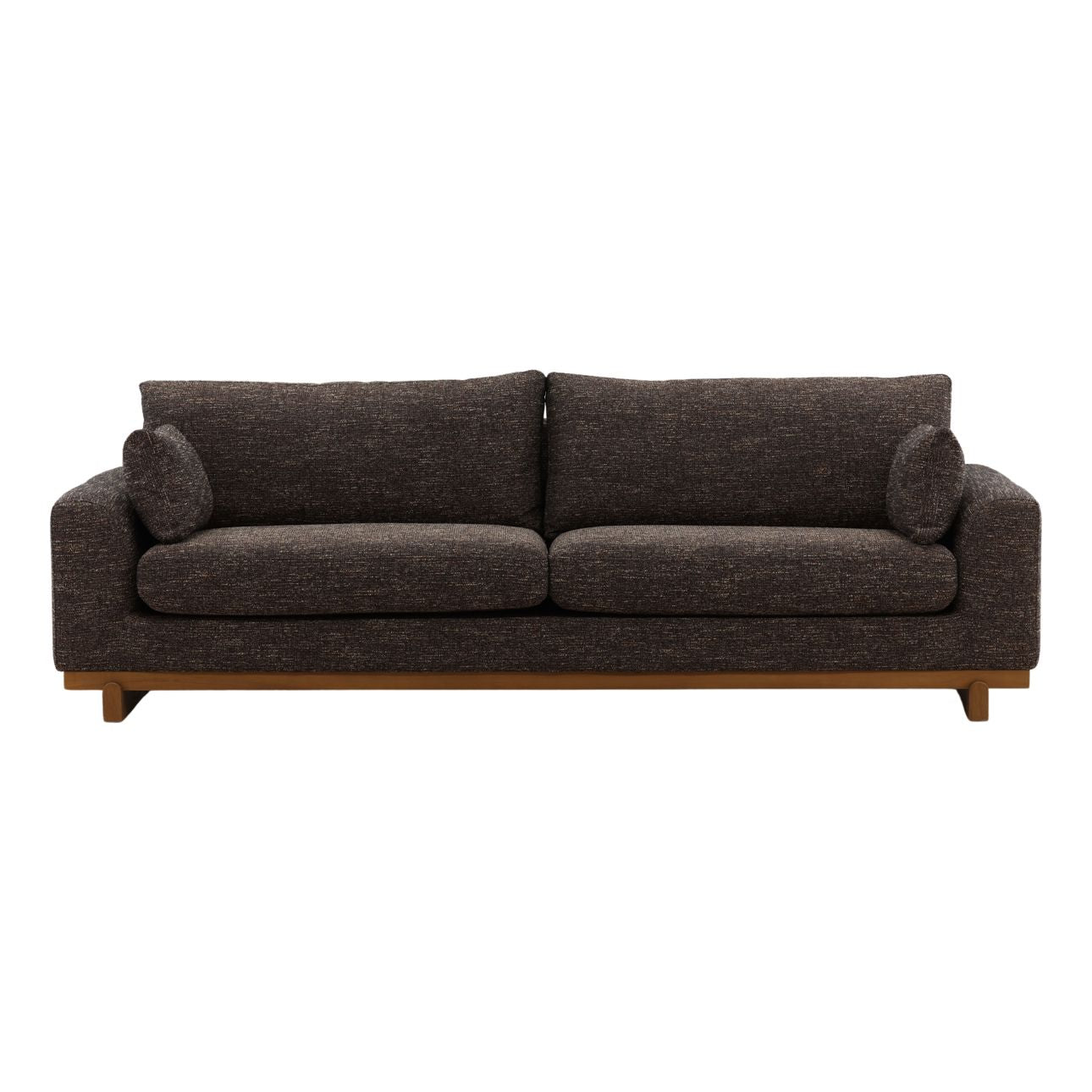 Field Brown Tweed Fabric and Elm Wood Sofa 98.5 in Wide