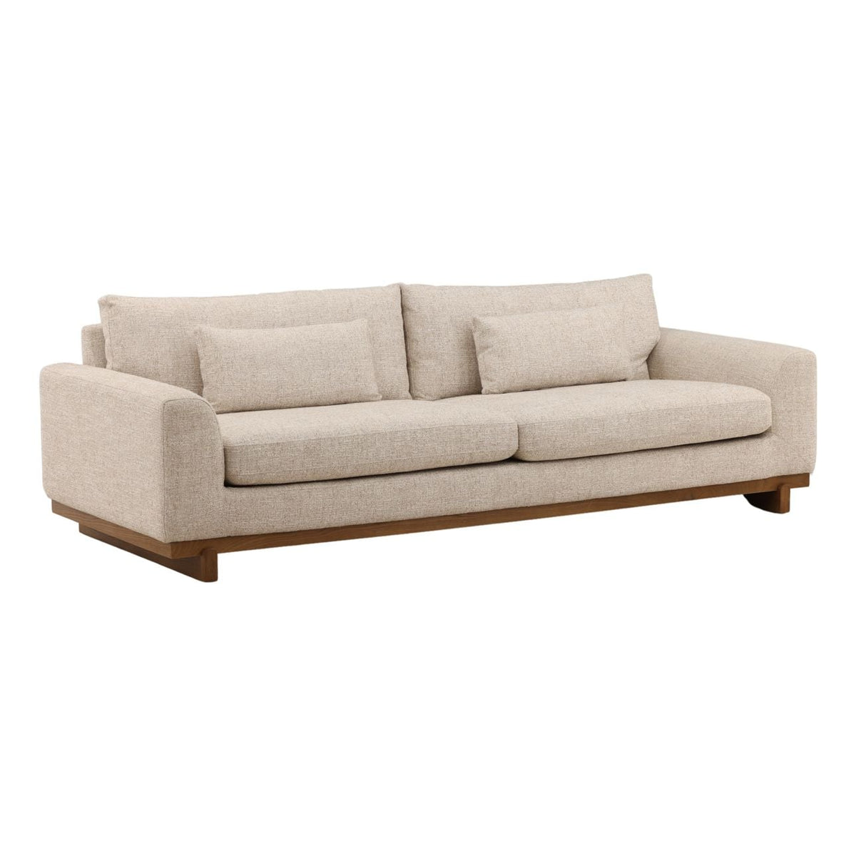 Elevated Tweed Fabric and Elm Wood Sofa