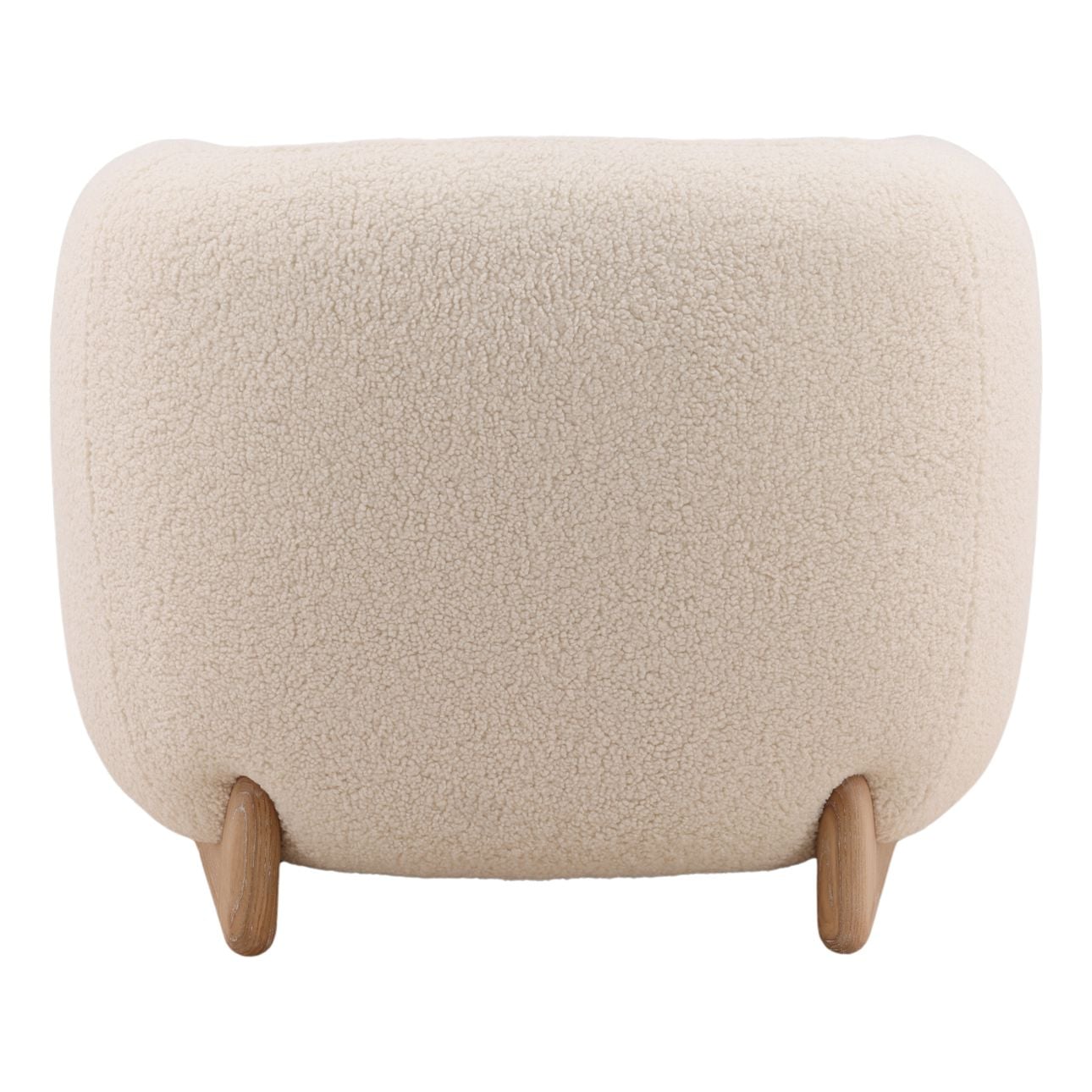 Cream and Light Natural Faux Sherpa Fabric and Elm Wood Chair 38 in Wide