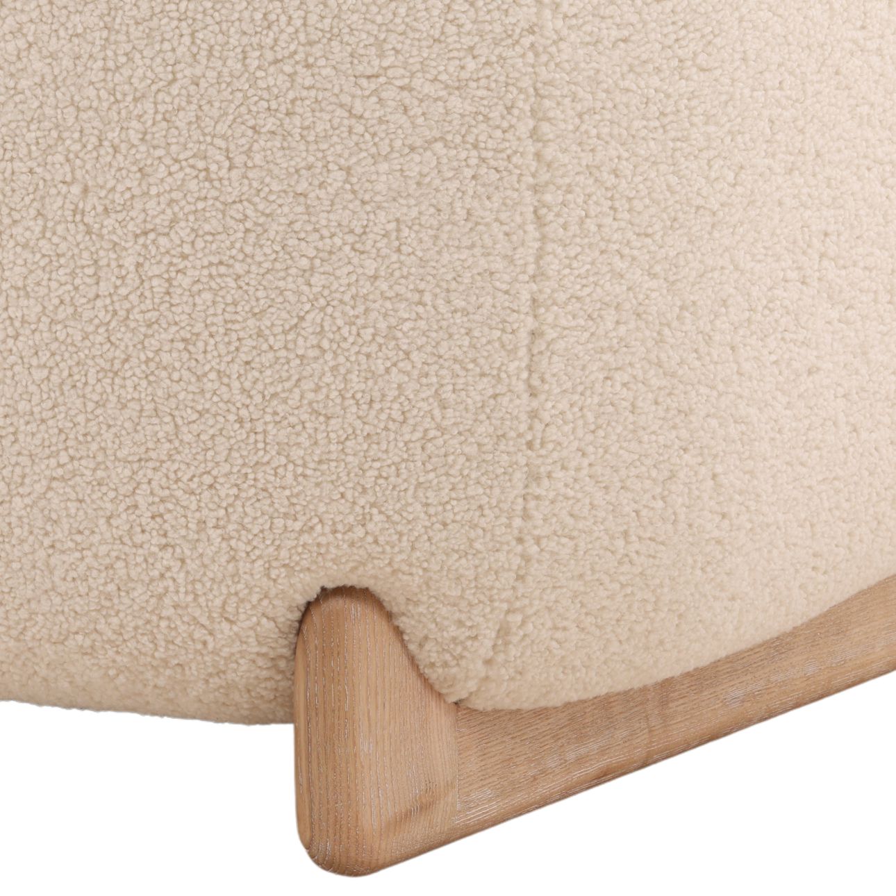 Cream and Light Natural Faux Sherpa Fabric and Elm Wood Chair 38 in Wide