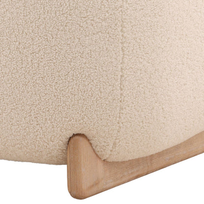 Cream and Light Natural Faux Sherpa Fabric and Elm Wood Chair 38 in Wide