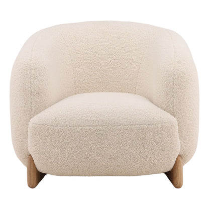 Crafted Faux Sherpa Fabric and Elm Wood Home Accent