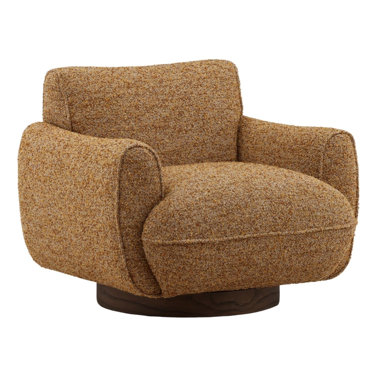 Paris Ginger and Brown Multi-Tone Boucle Fabric and Ash Veneer Wood Chair 36.5 in Wide