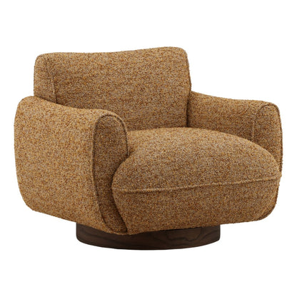 Paris Ginger and Brown Multi-Tone Boucle Fabric and Ash Veneer Wood Chair 36.5 in Wide