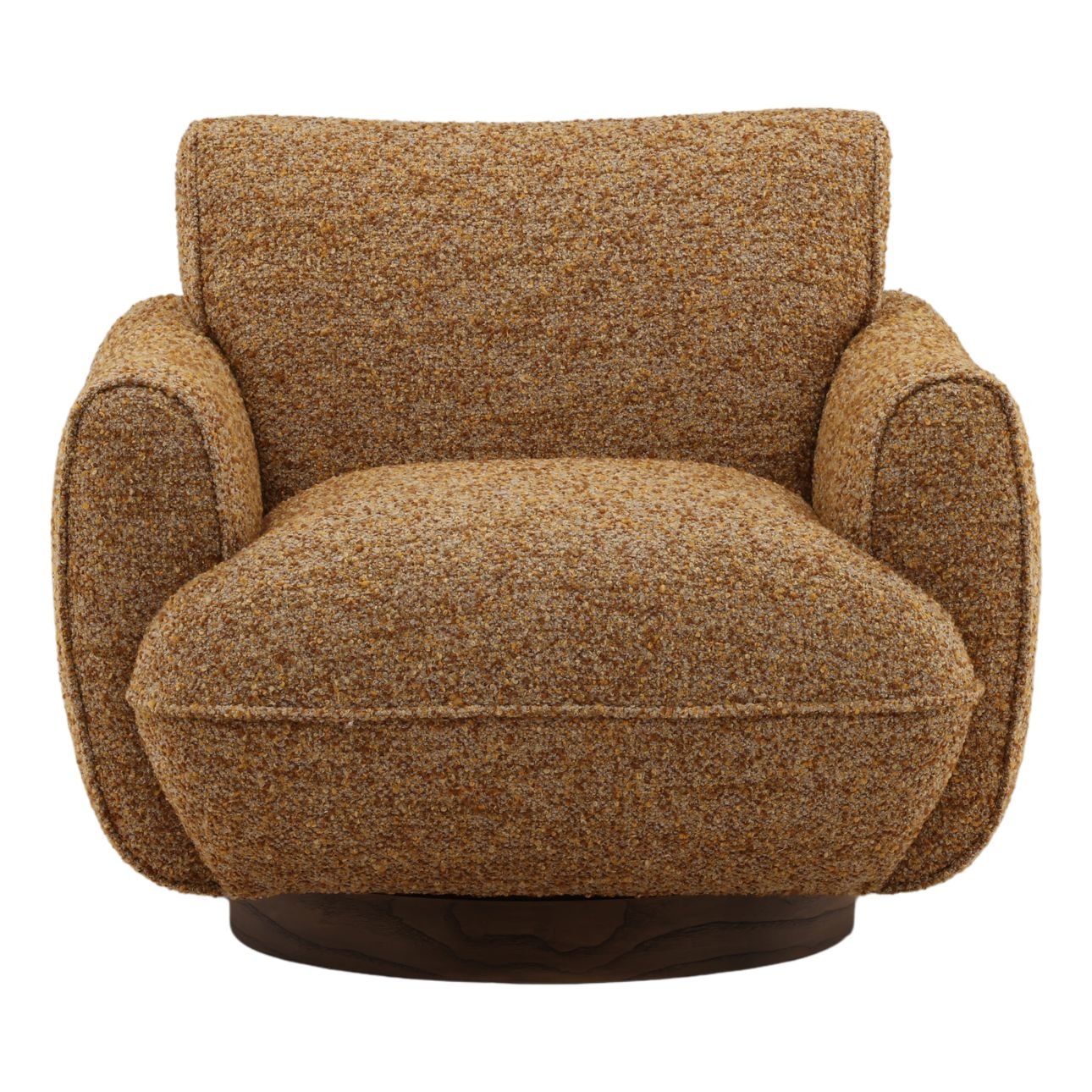 Paris Ginger and Brown Multi-Tone Boucle Fabric and Ash Veneer Wood Chair 36.5 in Wide