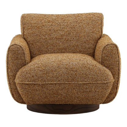 Paris Ginger and Brown Multi-Tone Boucle Fabric and Ash Veneer Wood Chair 36.5 in Wide