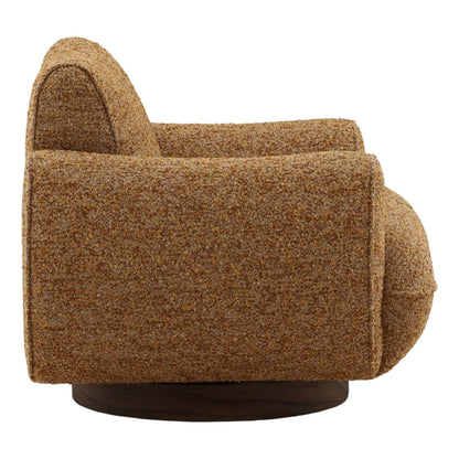 Paris Ginger and Brown Multi-Tone Boucle Fabric and Ash Veneer Wood Chair 36.5 in Wide