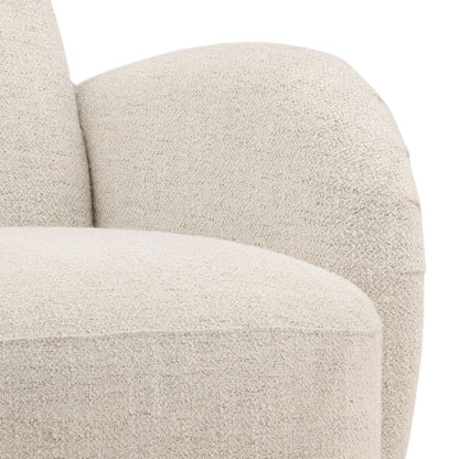 Off White Woven Chenille Fabric Chair 32.5 in Wide