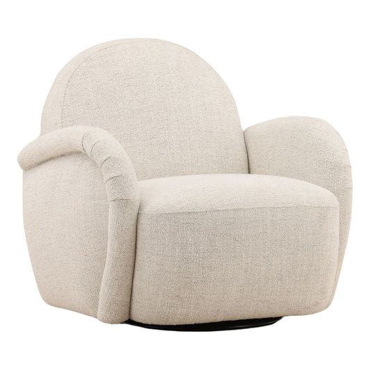 Off White Woven Chenille Fabric Chair 32.5 in Wide