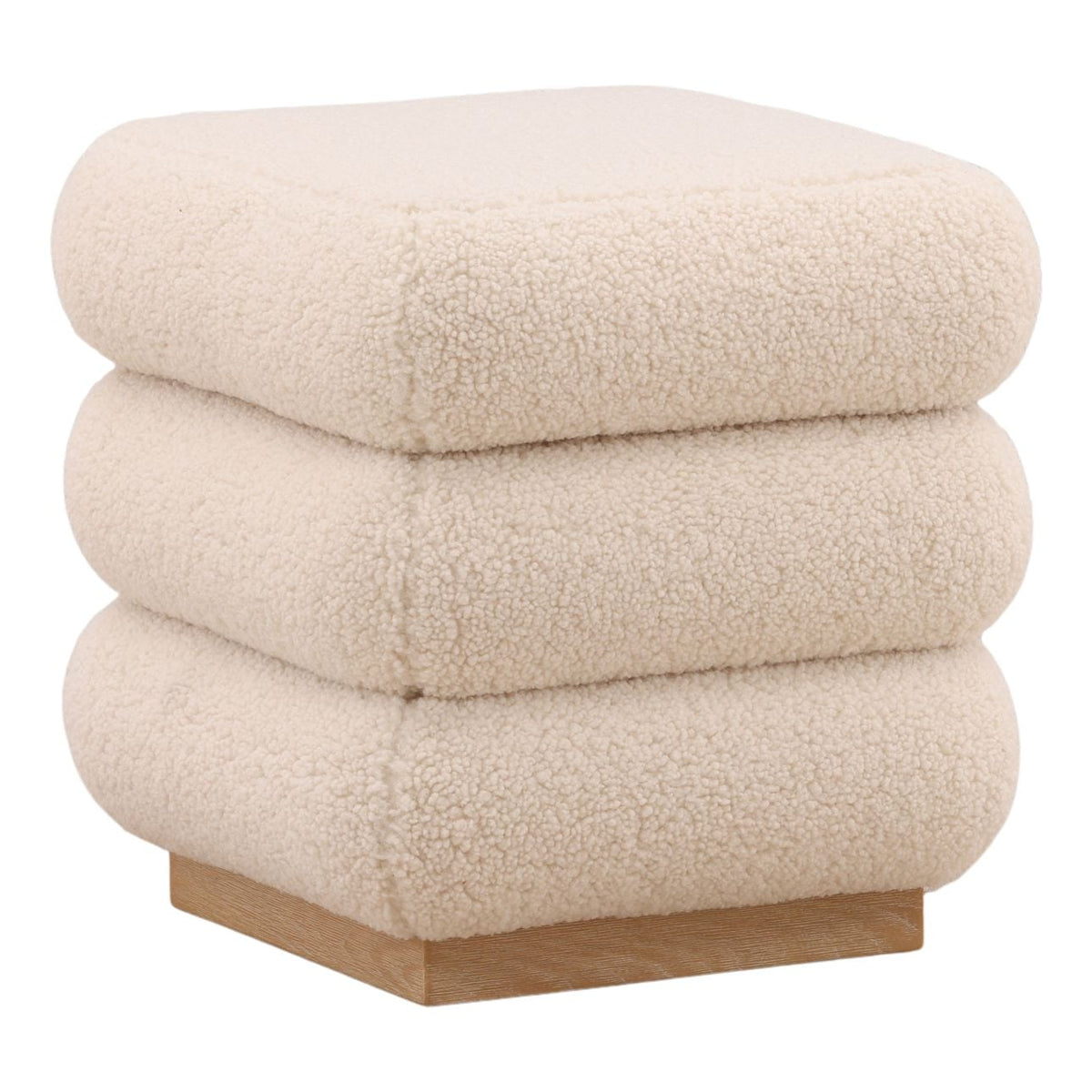 Curated Sherpa Fabric and Elm Wood Home Accent