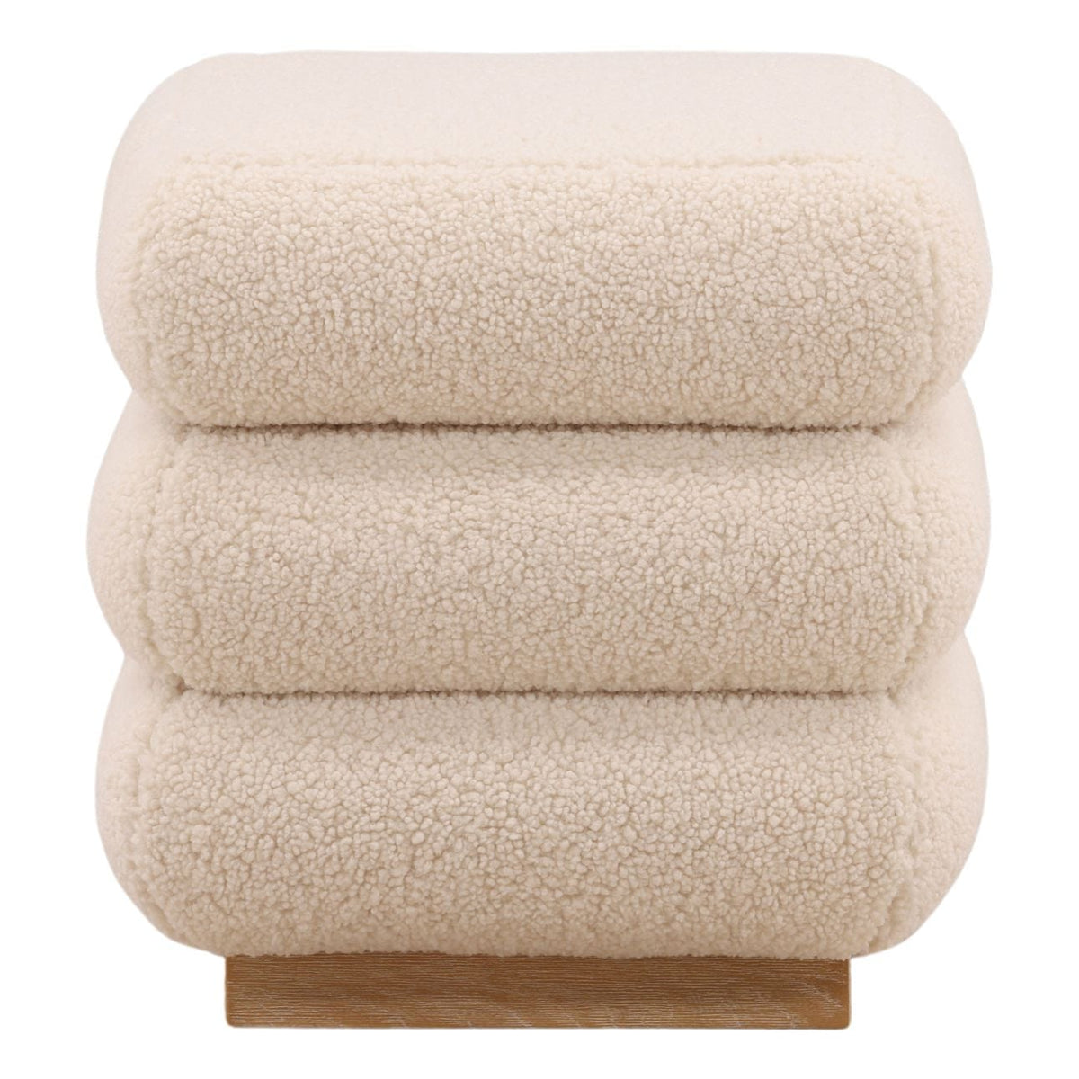 Curated Sherpa Fabric and Elm Wood Home Accent