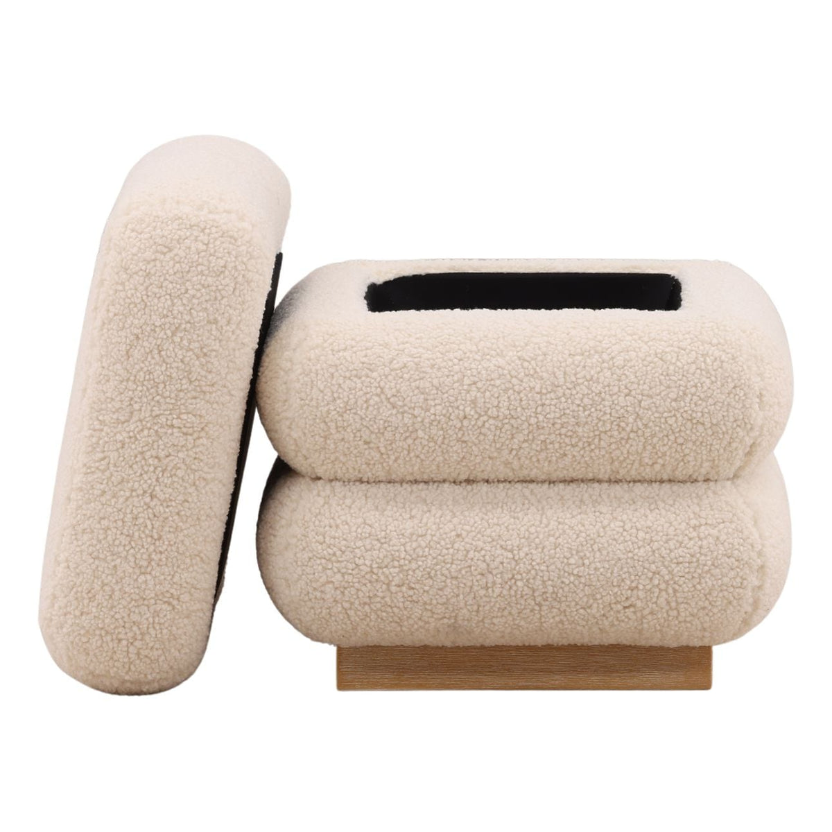 Curated Sherpa Fabric and Elm Wood Home Accent