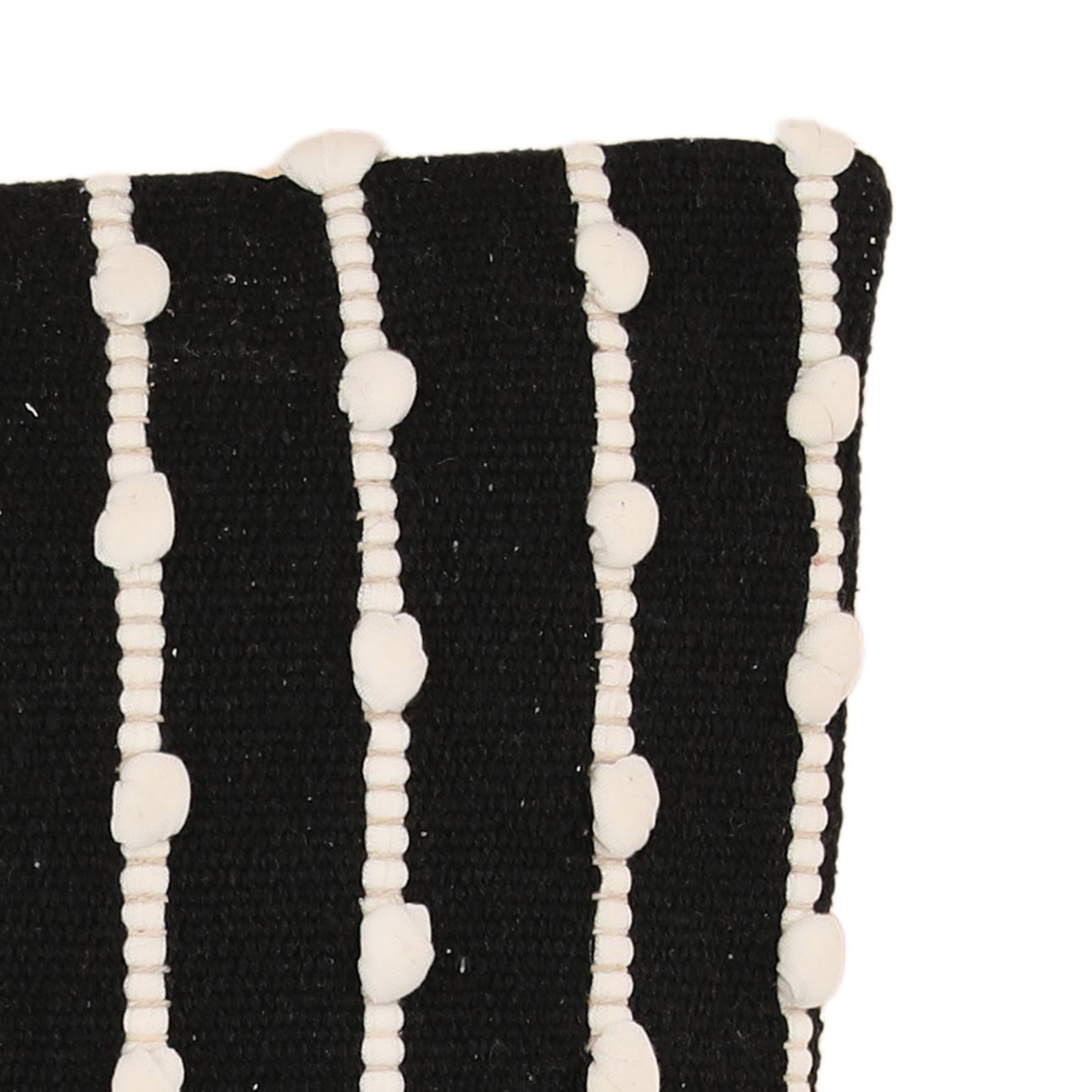 Black and Ivory Cotton Pillow 20 in Wide
