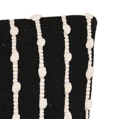 Black and Ivory Cotton Pillow 20 in Wide