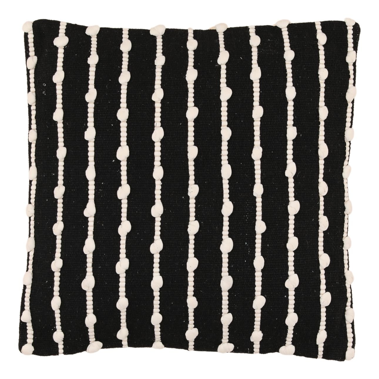 Black and Ivory Cotton Pillow 20 in Wide