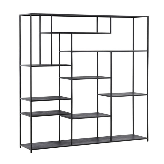 Black Metal Bookcase 71 in Wide