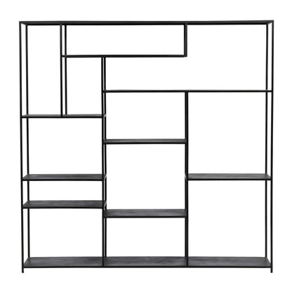 Black Metal Bookcase 71 in Wide