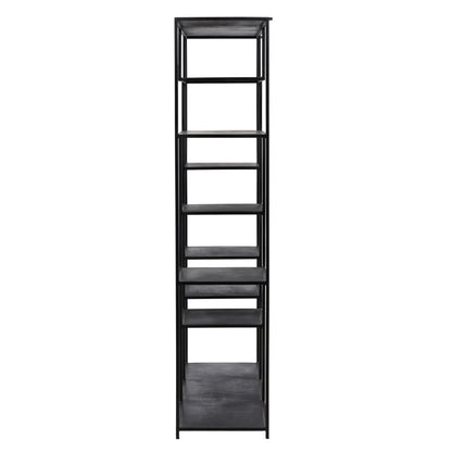 Black Metal Bookcase 71 in Wide