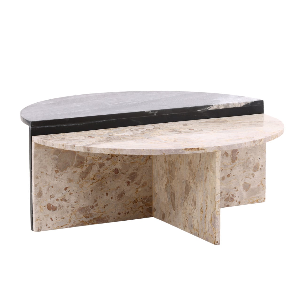 Black and Cream Marble Table 39 in Wide