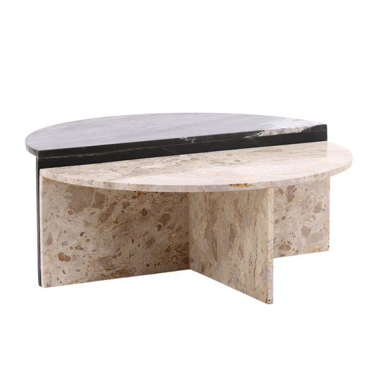 Black and Cream Marble Table 39 in Wide