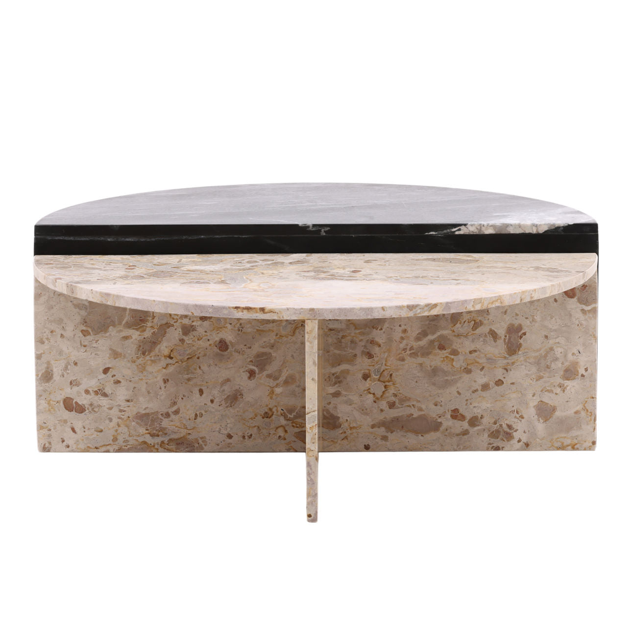 Black and Cream Marble Table 39 in Wide