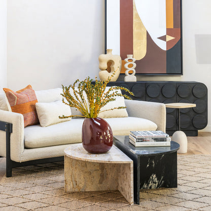 Black and Cream Marble Table 39 in Wide