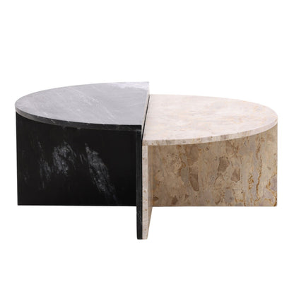 Black and Cream Marble Table 39 in Wide