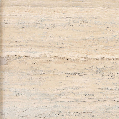 Natural and Black Travertine and Iron Table 22 in Wide