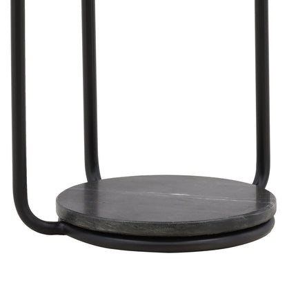 Black Wood, Iron and Marble Table 14 in Wide