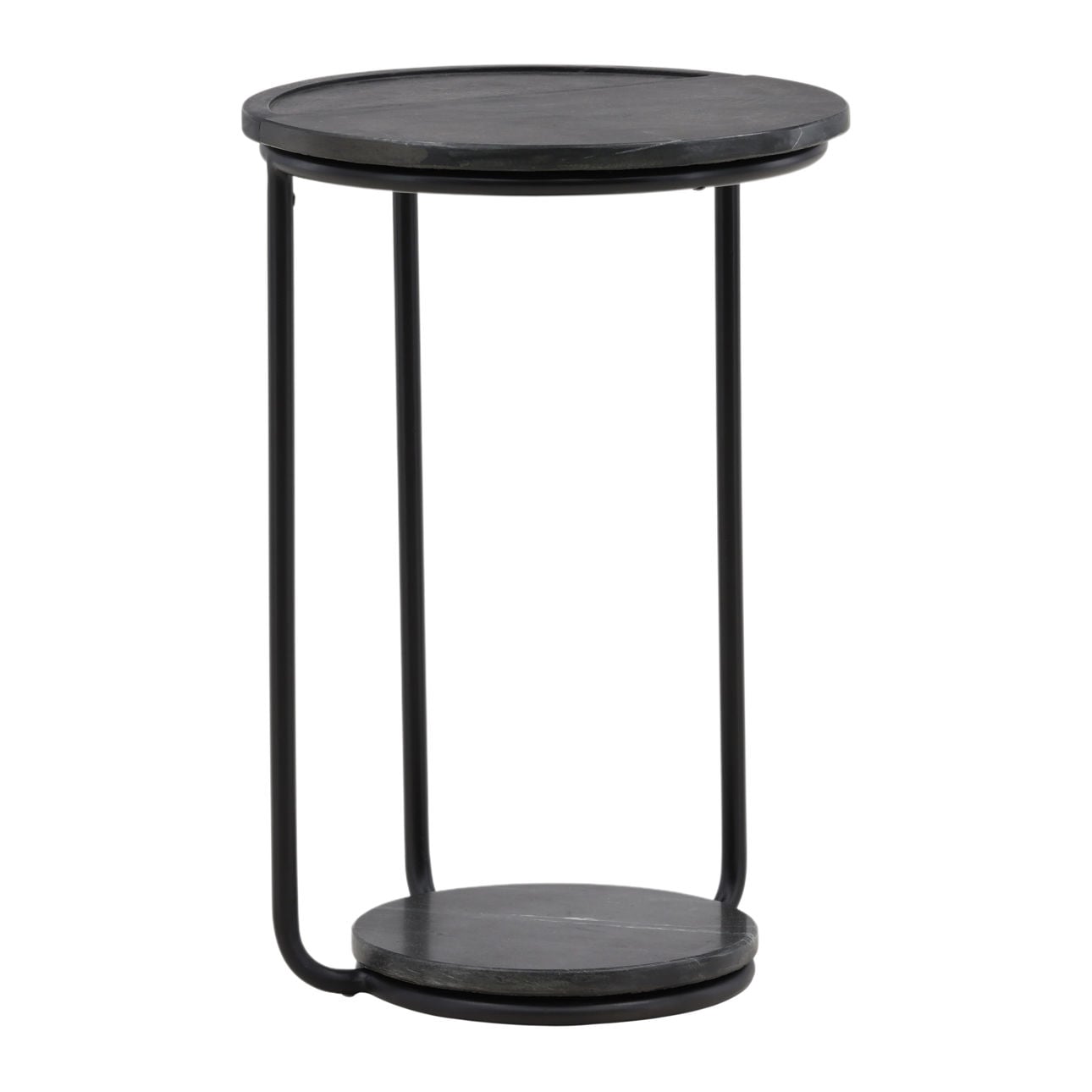 Black Wood, Iron and Marble Table 14 in Wide