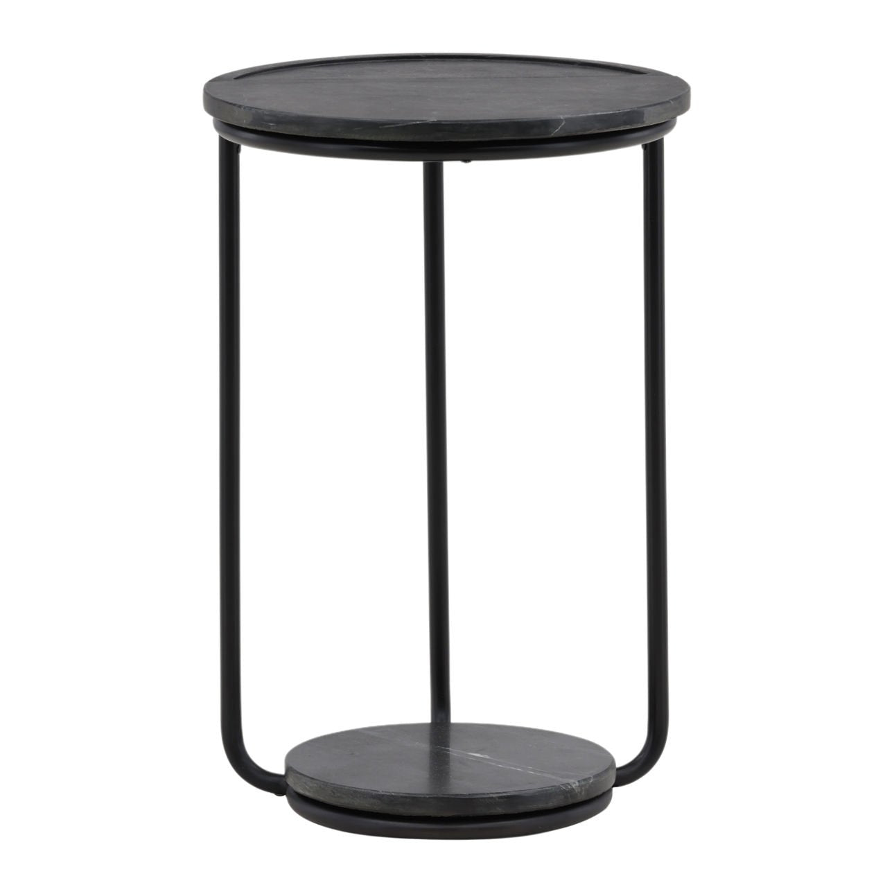 Black Wood, Iron and Marble Table 14 in Wide
