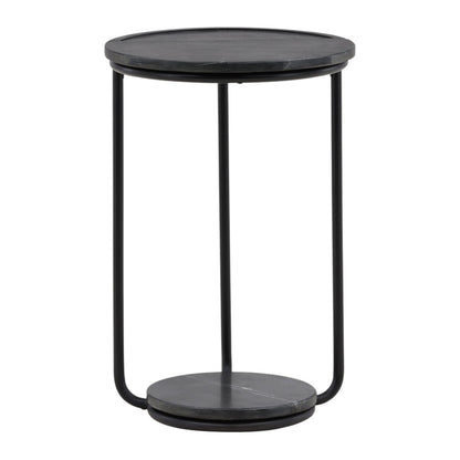 Black Wood, Iron and Marble Table 14 in Wide