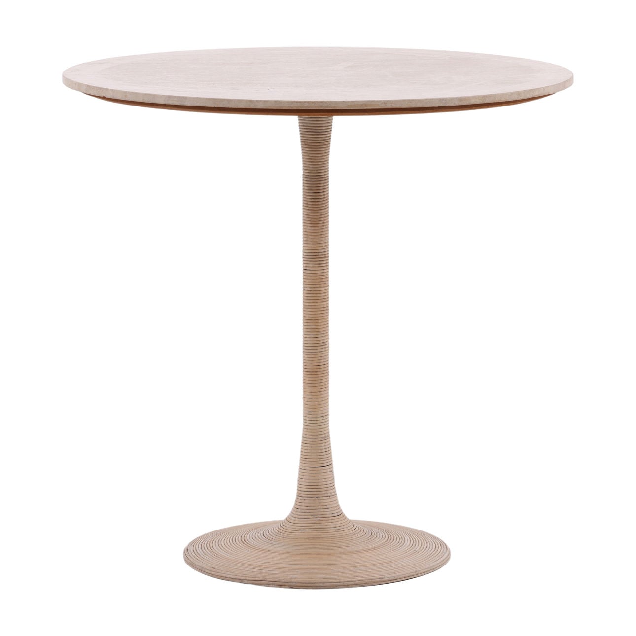 Natural Travertine, Cane and Iron Table 36 in Wide