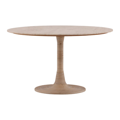 Natural Travertine, Cane and Iron Table 52 in Wide