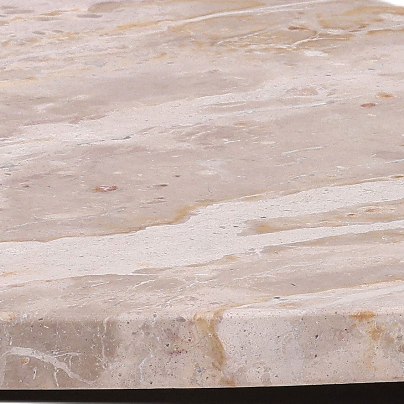 Natural and Black Tendu Marble and Iron Tables 18 in Wide