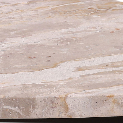 Natural and Black Tendu Marble and Iron Tables 18 in Wide