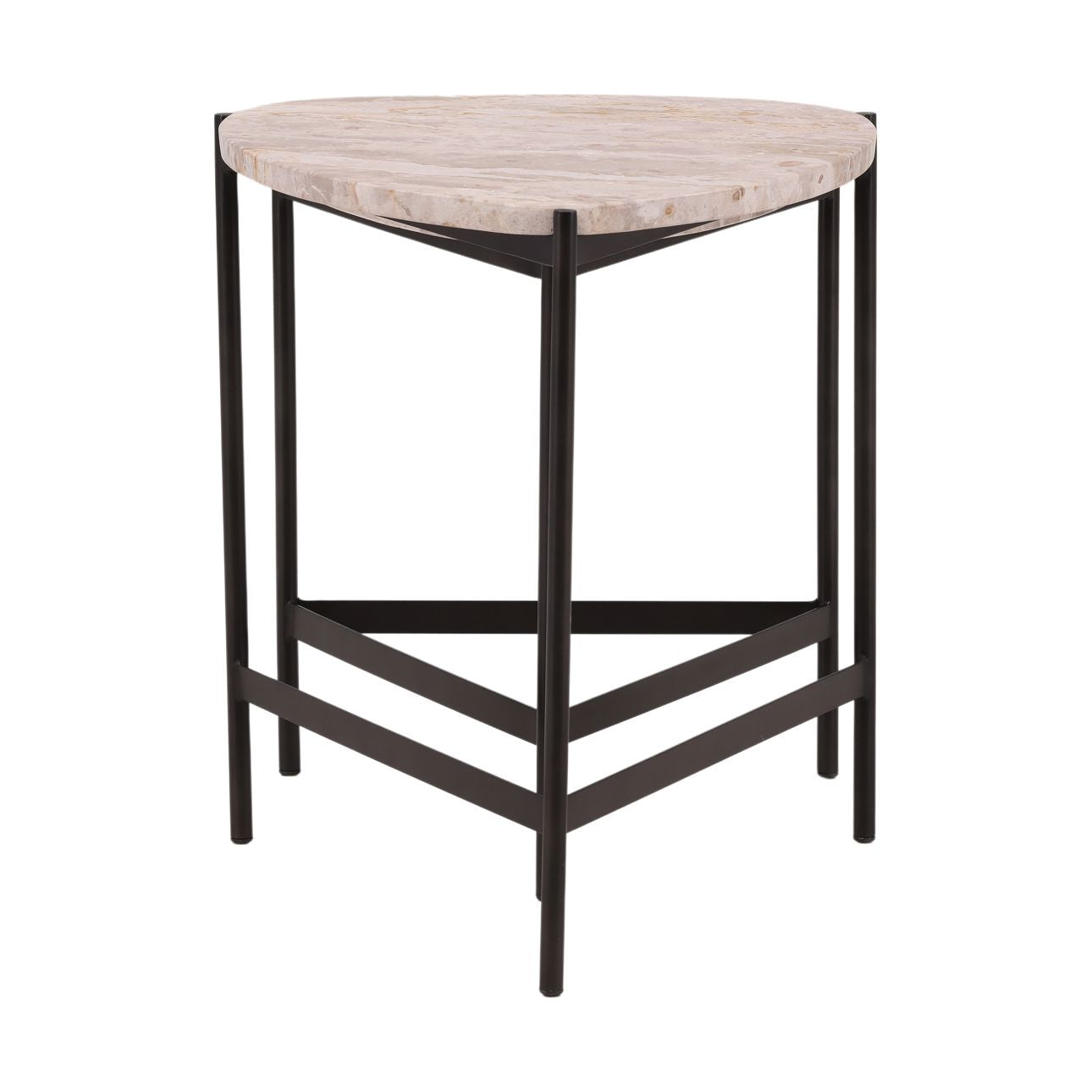 Natural and Black Tendu Marble and Iron Tables 18 in Wide