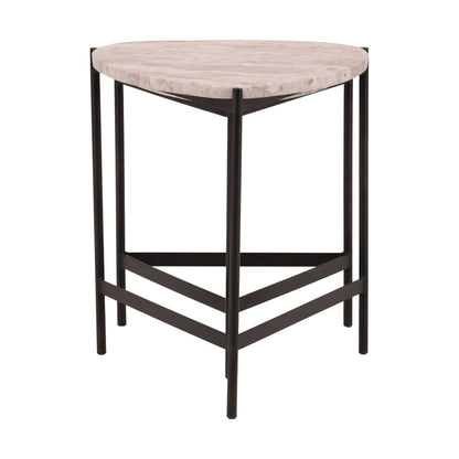 Natural and Black Tendu Marble and Iron Tables 18 in Wide
