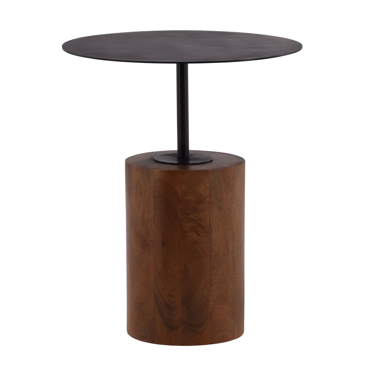 Brown and Black Mango Wood and Iron Table 20 in Wide